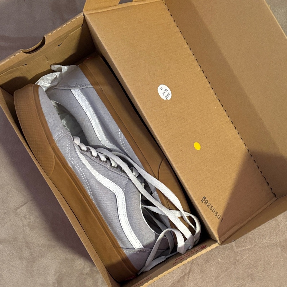 Vans Gray and White Shoes with Gum Sole